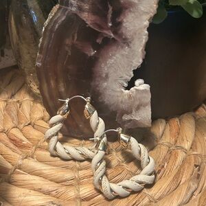 Made by me 🪄Chic Twisted Cream and Gold Hoop Earrings